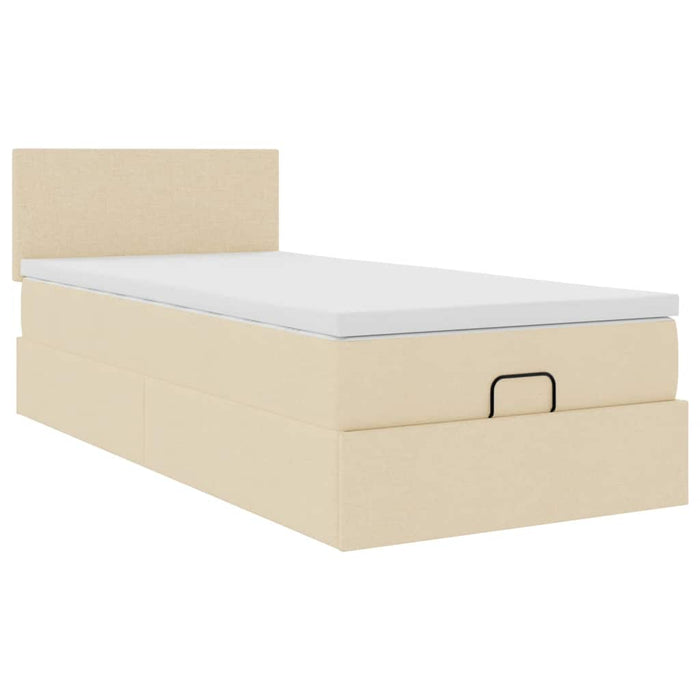 Pat otoman cu saltea crem 100x200 cm stofa - WALTI WALTI