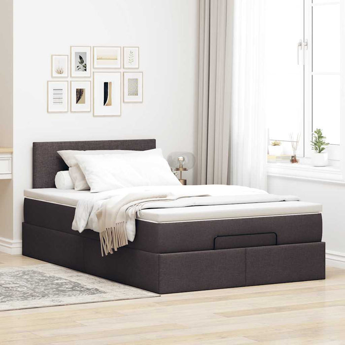 Cadru de pat otoman cu saltea țesătură maro închis 120x190 cm - WALTI WALTI