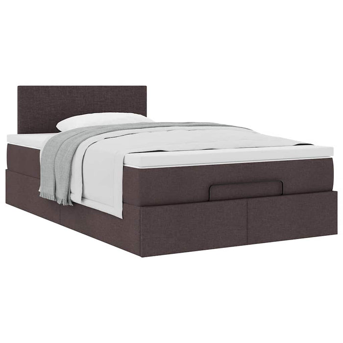 Cadru de pat otoman cu saltea țesătură maro închis 120x190 cm - WALTI WALTI