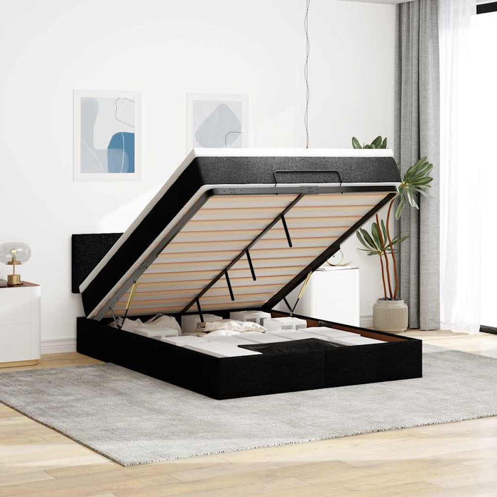 Pat otoman cu saltea negru 140x190 cm stofa - WALTI WALTI