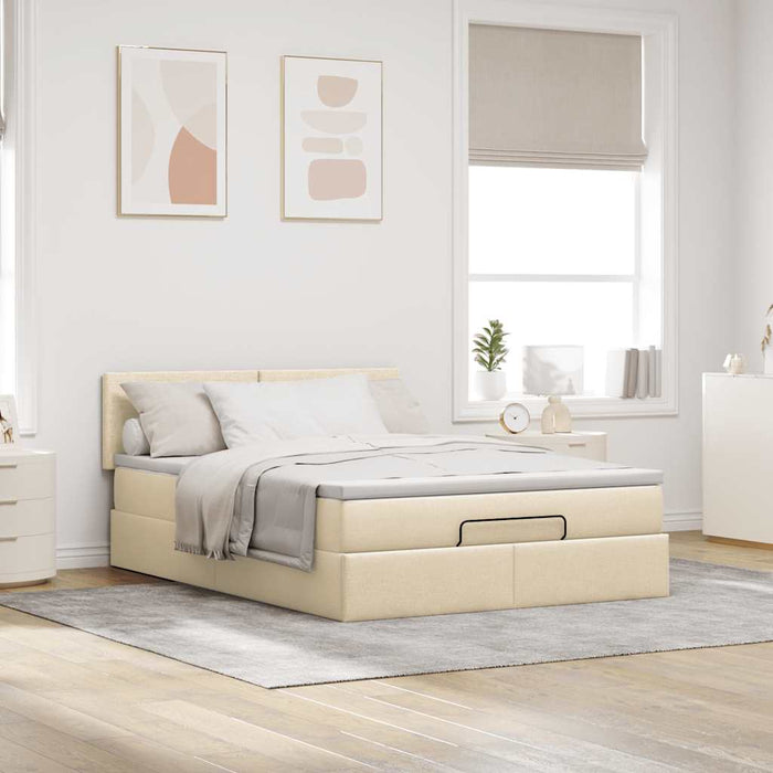 Pat otoman cu saltea crem 140x190 cm stofa - WALTI WALTI