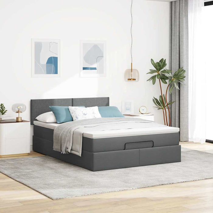Pat otoman cu saltea țesătură gri închis 140x200 cm - WALTI WALTI