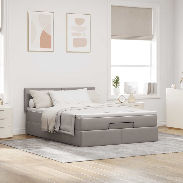 Pat otoman cu saltea Taupe 140x200 cm Stofa WALTI