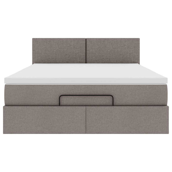 Pat otoman cu saltea Taupe 140x200 cm Stofa WALTI