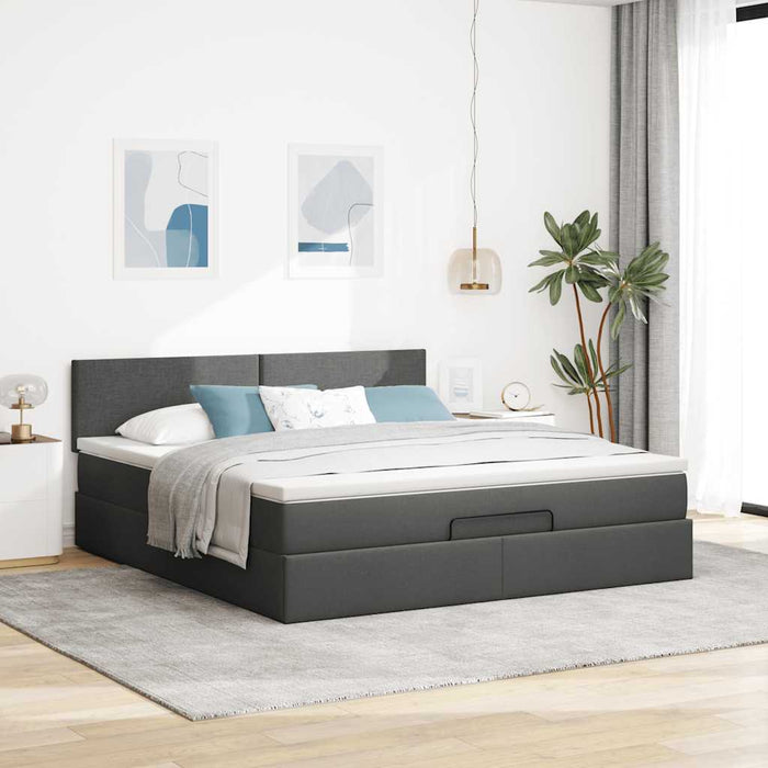 Cadru pat otoman cu saltea țesătură gri închis 160x200 cm - WALTI WALTI