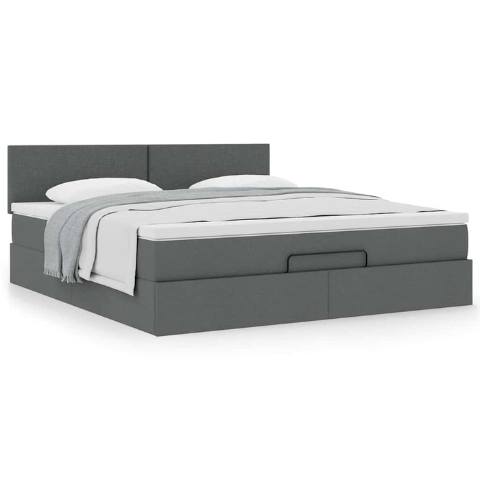 Cadru pat otoman cu saltea țesătură gri închis 160x200 cm - WALTI WALTI
