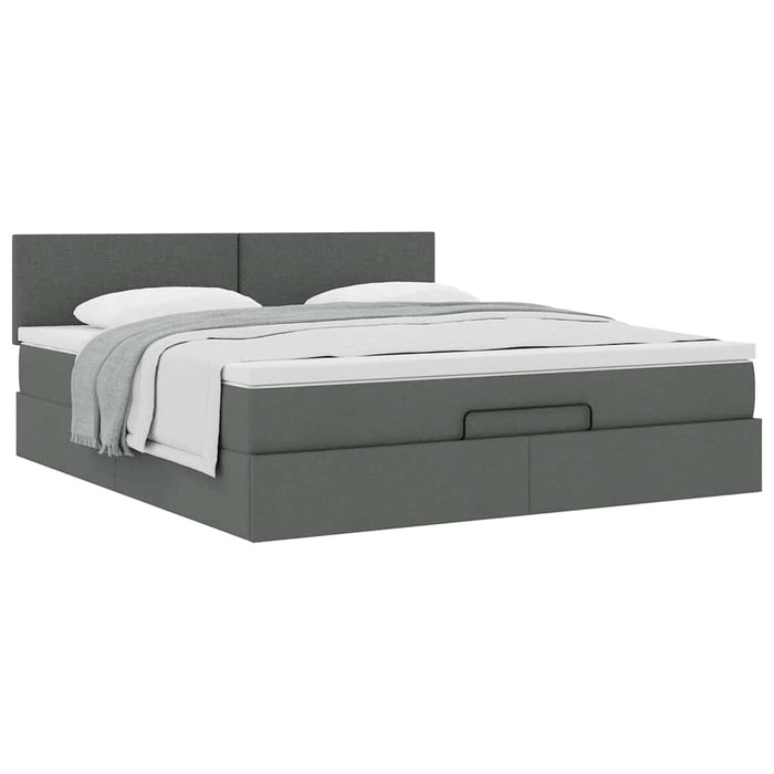 Cadru pat otoman cu saltea țesătură gri închis 160x200 cm - WALTI WALTI
