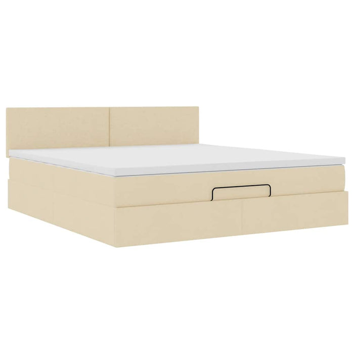 Cadru de pat otoman cu saltea crem 160x200cm stofa - WALTI WALTI