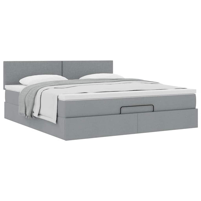 Cadru pat otoman cu saltea țesătură gri deschis 180x200cm - WALTI WALTI