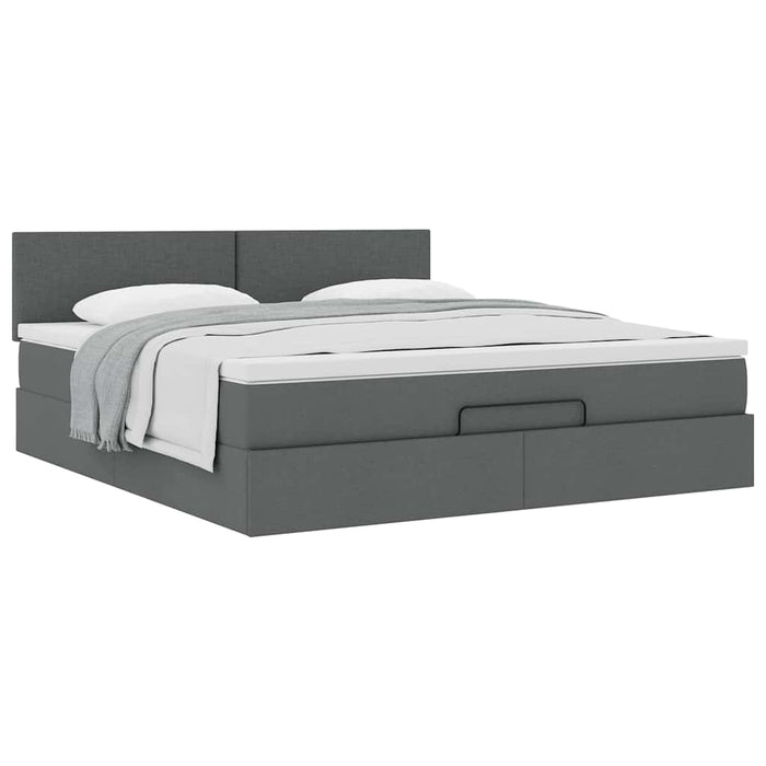 Cadru pat otoman cu saltea țesătură gri închis 180x200 cm - WALTI WALTI