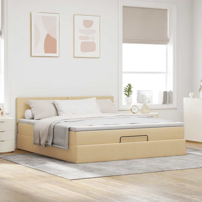 Cadru de pat otoman cu saltea crem 180x200cm stofa - WALTI WALTI
