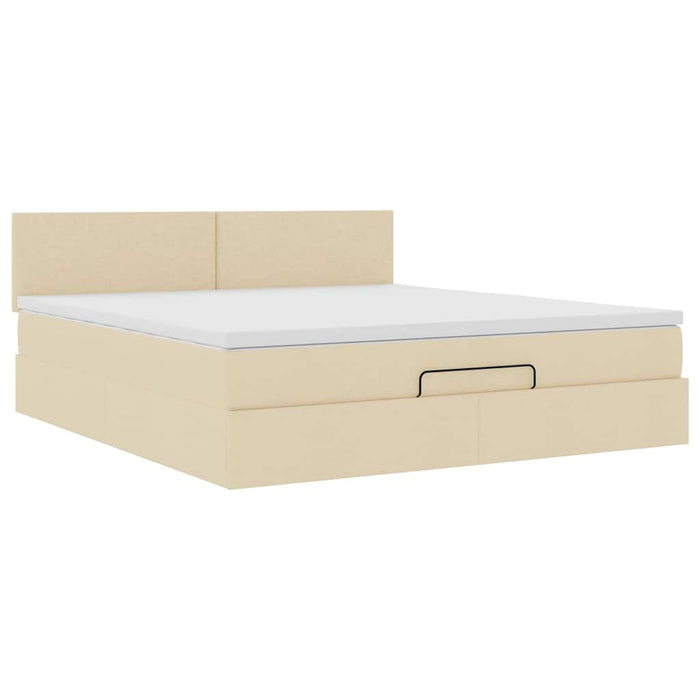 Cadru de pat otoman cu saltea crem 180x200cm stofa - WALTI WALTI