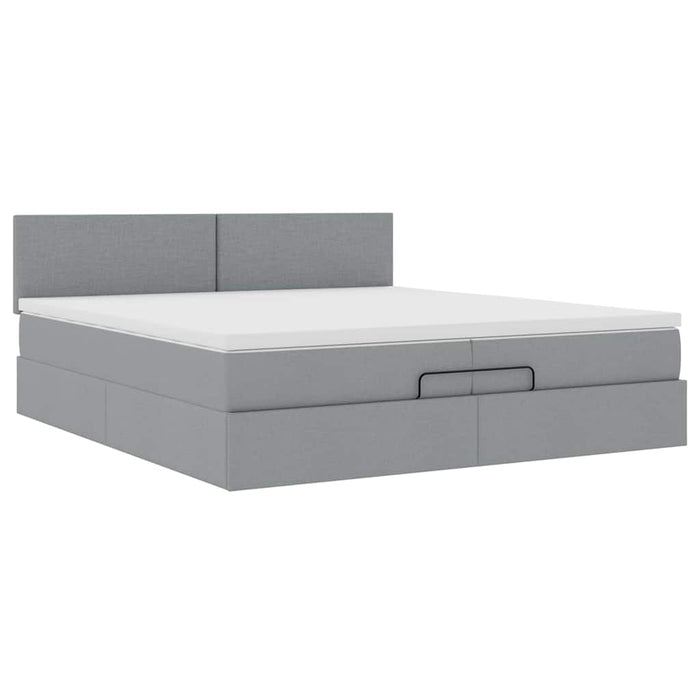 Cadru de pat otoman cu saltea țesătură gri deschis 200x200 cm - WALTI WALTI