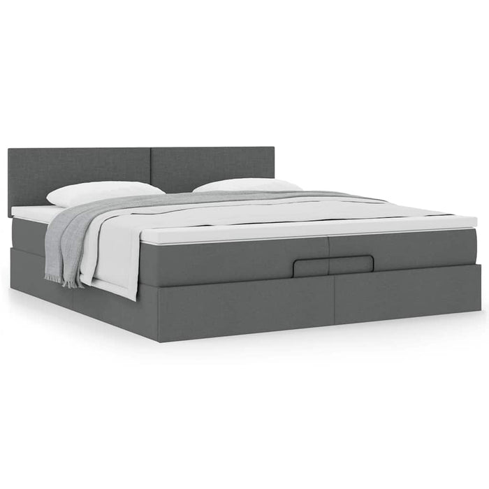 Cadru de pat otoman cu saltea țesătură gri închis 200x200 cm - WALTI WALTI