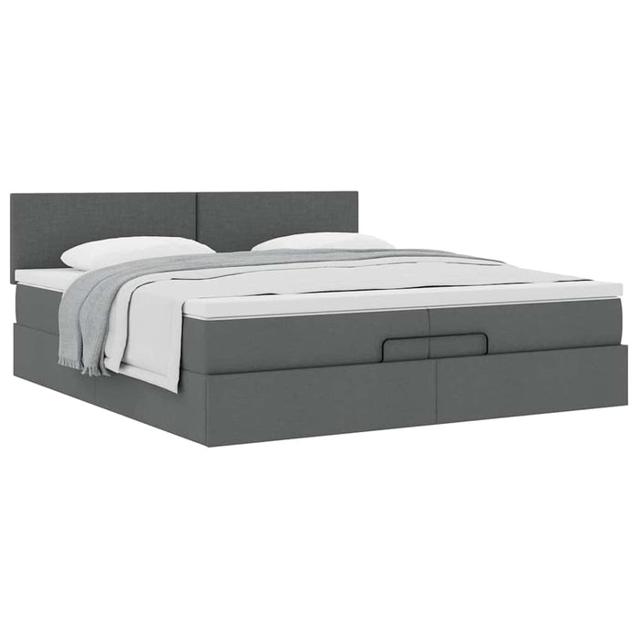 Cadru de pat otoman cu saltea țesătură gri închis 200x200 cm - WALTI WALTI