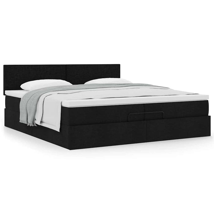 Cadru de pat otoman cu saltea țesătură neagră 200x200 cm - WALTI WALTI
