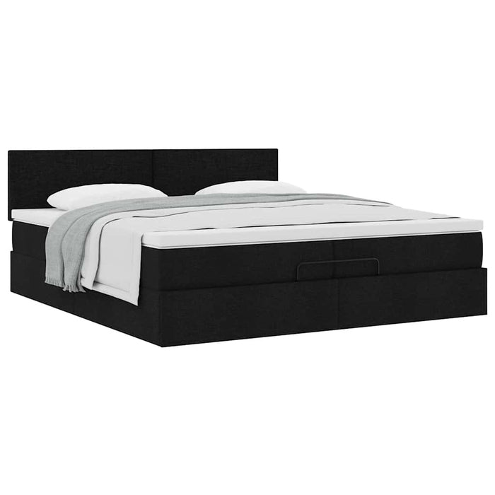Cadru de pat otoman cu saltea țesătură neagră 200x200 cm - WALTI WALTI