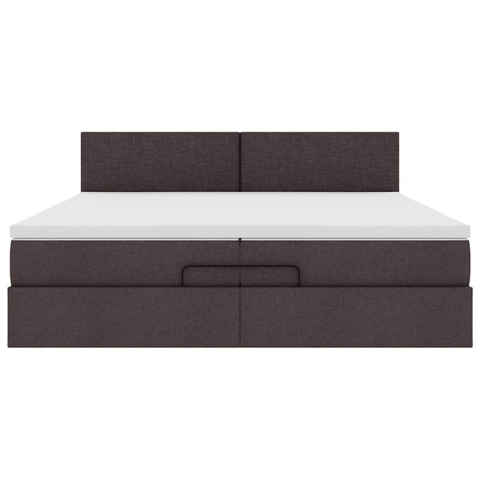 Cadru de pat otoman cu saltea țesătură maro închis 200x200 cm WALTI