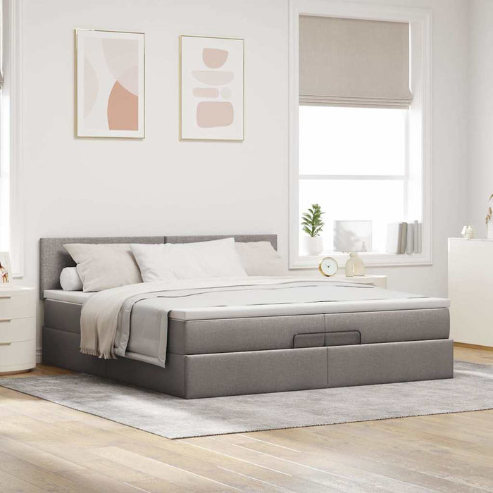 Cadru de pat otoman cu saltea Taupe 200x200 cm Material WALTI