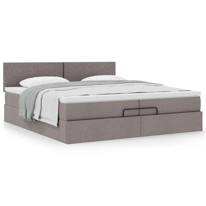 Cadru de pat otoman cu saltea Taupe 200x200 cm Material WALTI