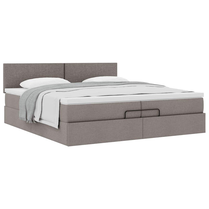 Cadru de pat otoman cu saltea Taupe 200x200 cm Material WALTI