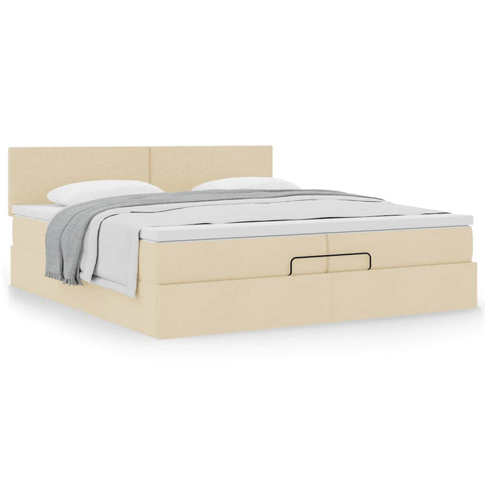 Cadru de pat otoman cu saltea crem 200x200 cm stofa - WALTI WALTI