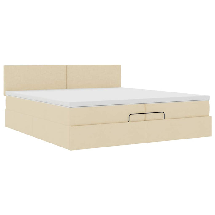 Cadru de pat otoman cu saltea crem 200x200 cm stofa - WALTI WALTI