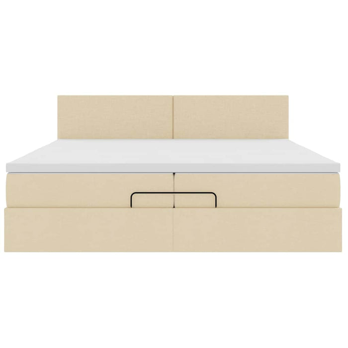 Cadru de pat otoman cu saltea crem 200x200 cm stofa - WALTI WALTI