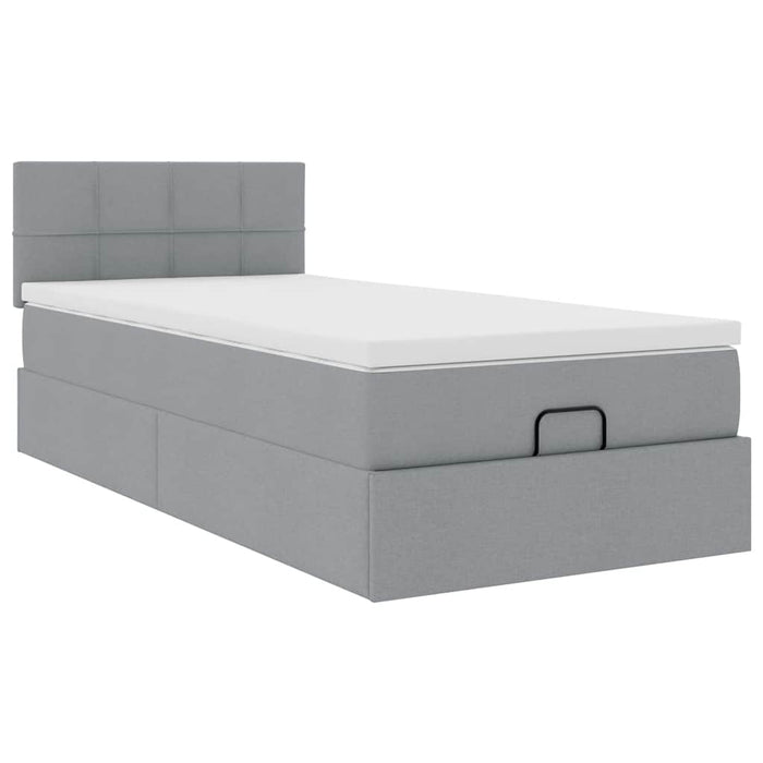 Cadru de pat otoman cu saltea țesătură gri deschis 80x200cm - WALTI WALTI