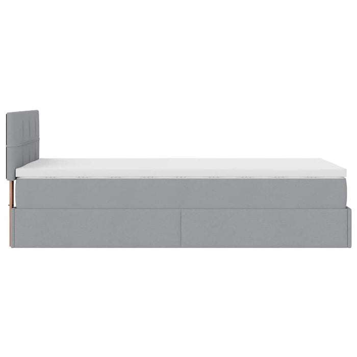 Cadru de pat otoman cu saltea țesătură gri deschis 80x200cm - WALTI WALTI