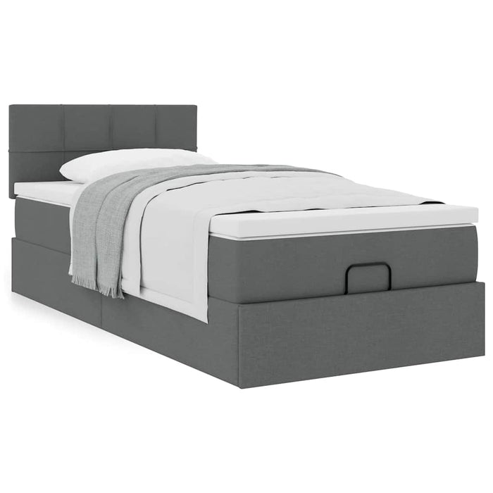 Cadru de pat otoman cu saltele Gri închis 80x200cm țesătură - WALTI WALTI