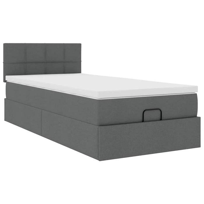 Cadru de pat otoman cu saltele Gri închis 80x200cm țesătură - WALTI WALTI