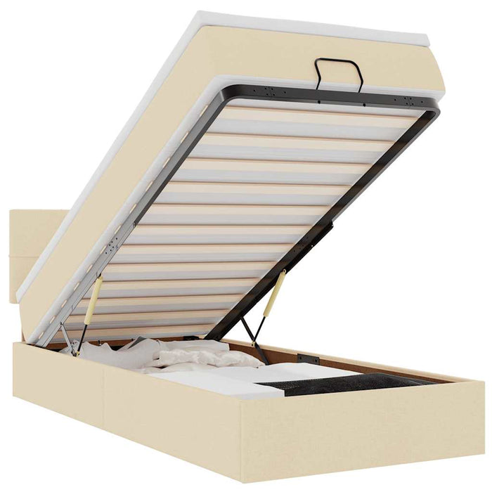 Cadru de pat otoman cu saltea crem 80x200cm stofa - WALTI WALTI
