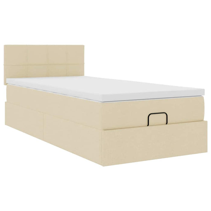 Cadru de pat otoman cu saltea crem 80x200cm stofa - WALTI WALTI