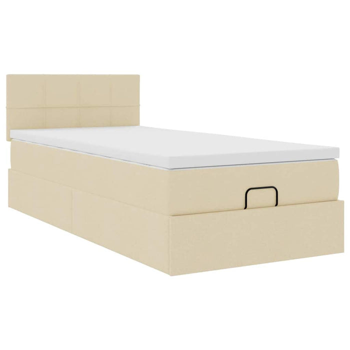 Cadru de pat otoman cu saltea crem 90x190cm stofa - WALTI WALTI