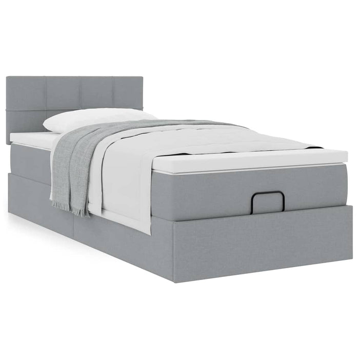 Pat otoman cu saltea țesătură gri deschis 90x200 cm WALTI