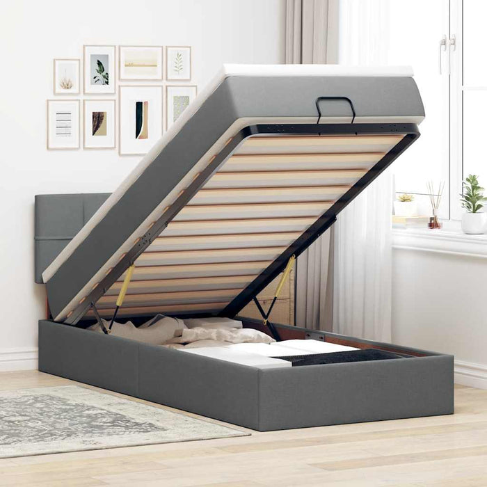 Pat otoman cu saltea țesătură gri închis 90x200 cm - WALTI WALTI