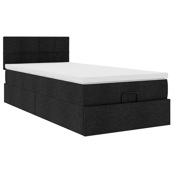 Pat otoman cu saltea țesătură neagră 90x200 cm - WALTI WALTI