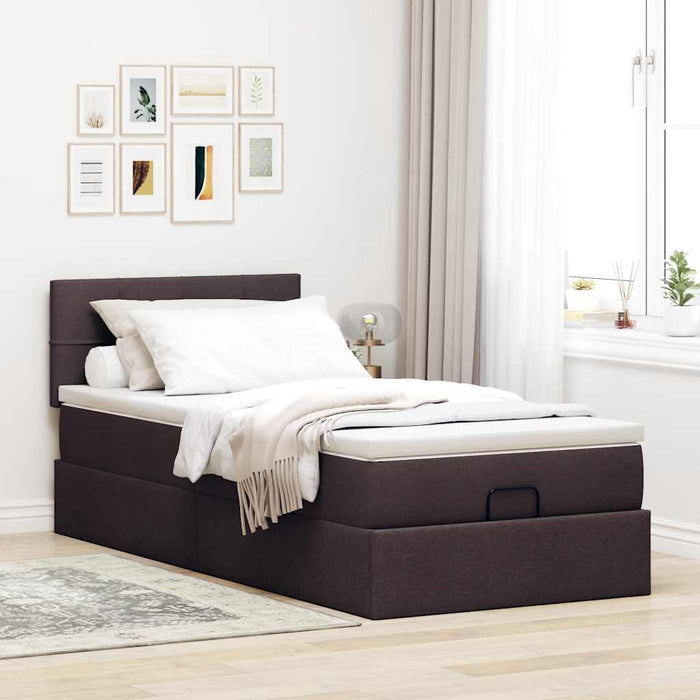 Pat otoman cu saltea țesătură maro închis 90x200 cm - WALTI WALTI