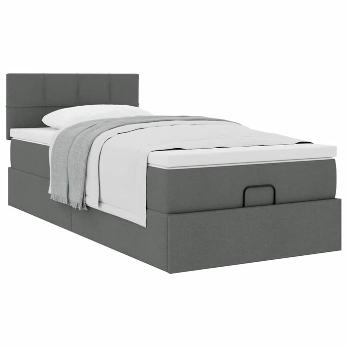 Cadru pat otoman cu saltea țesătură gri închis 100x200 cm - WALTI WALTI
