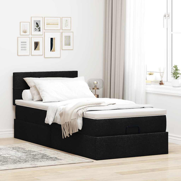 Pat otoman cu saltea negru 100x200 cm stofa - WALTI WALTI