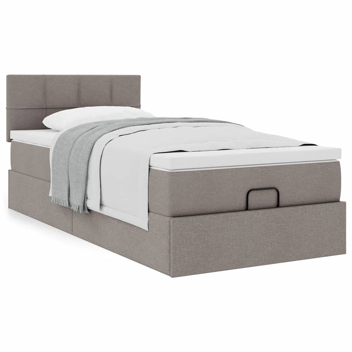 Pat otoman cu saltea Taupe 100x200 cm Stofa WALTI