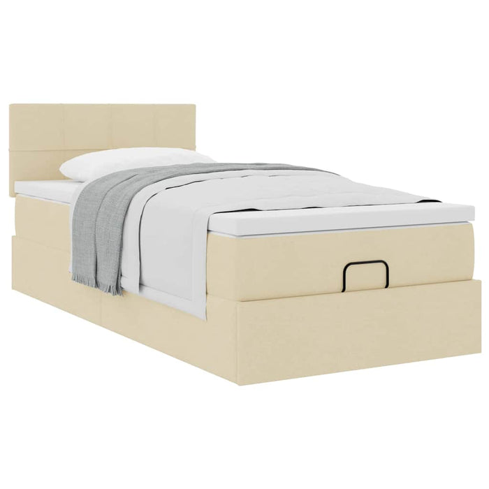 Pat otoman cu saltea crem 100x200 cm stofa - WALTI WALTI
