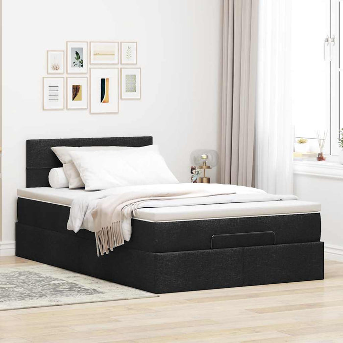 Pat otoman cu saltea negru 120x190 cm stofa - WALTI WALTI