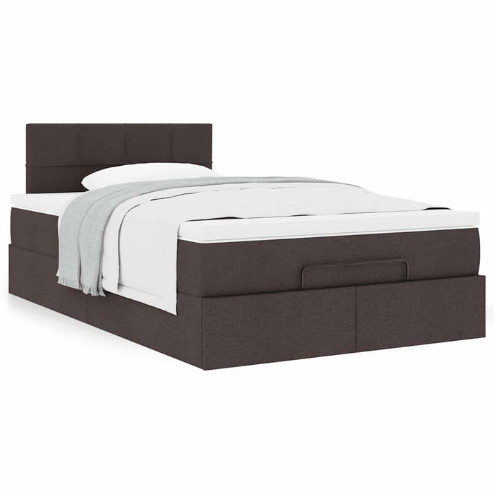 Cadru de pat otoman cu saltea țesătură maro închis 120x190 cm - WALTI WALTI