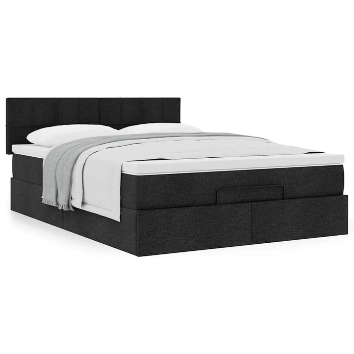 Pat otoman cu saltea negru 140x190 cm stofa - WALTI WALTI