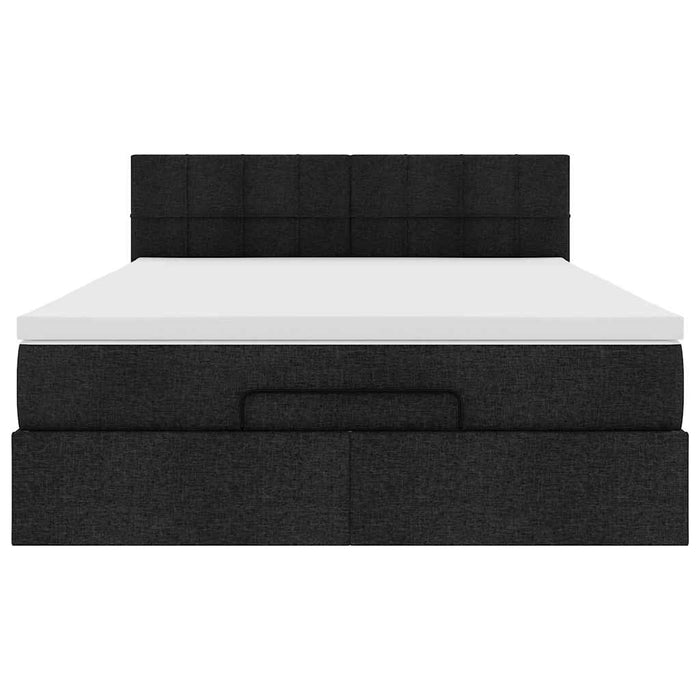 Pat otoman cu saltea negru 140x190 cm stofa - WALTI WALTI