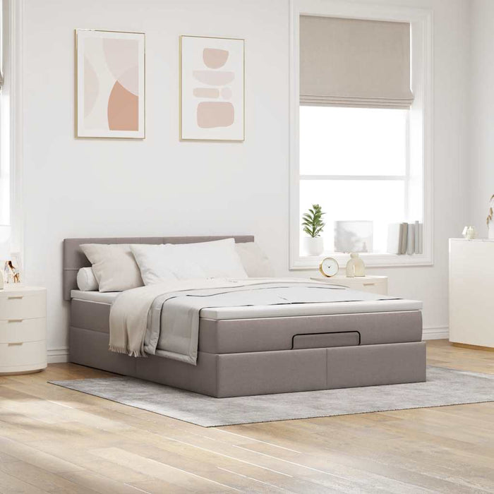 Pat otoman cu saltea Taupe 140x190 cm Stofa - WALTI WALTI