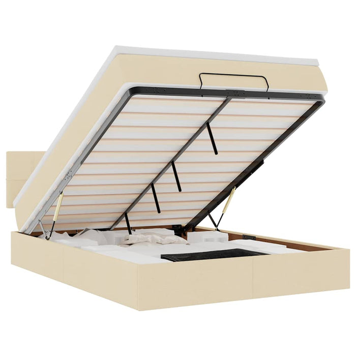 Pat otoman cu saltea crem 140x190 cm stofa - WALTI WALTI