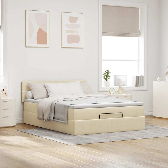 Pat otoman cu saltea crem 140x190 cm stofa - WALTI WALTI